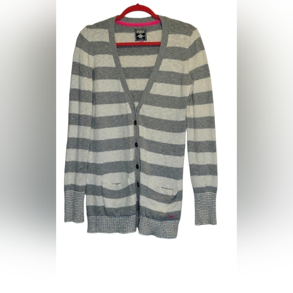 Pink Victorias Secret Cardigan Gray & White Stripes size M